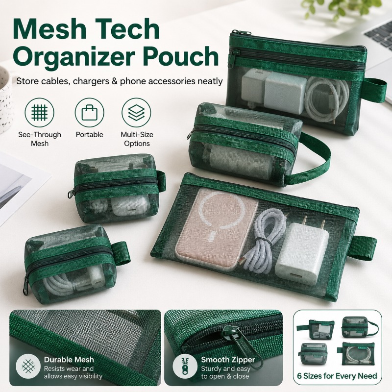 Office Tech Backpack - Conjunto de 6 Bolsas Organizadoras em