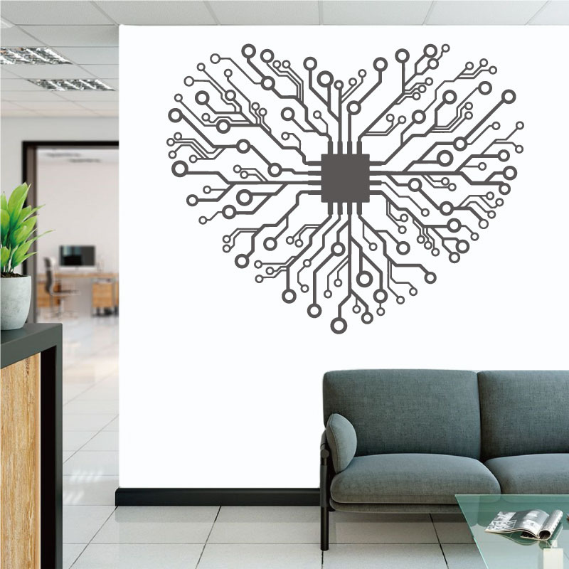 Tech Office Wall - Amor chip tecnologia empresa escritório decalque