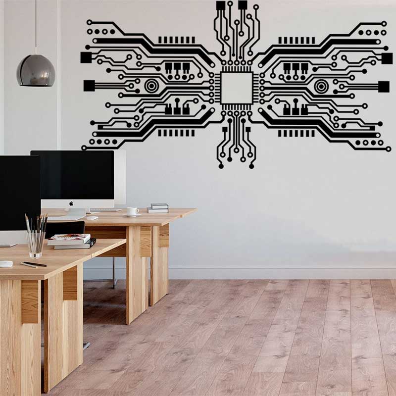 Tech Office Wall - Circuit Board Chip Adesivo de Parede,