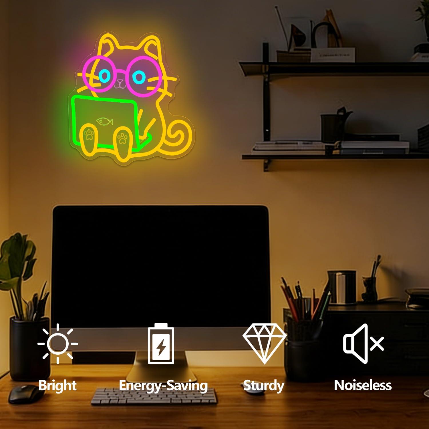 Letreiro Neon de Gato para Lap - Tech Office Wall avaliação e preço