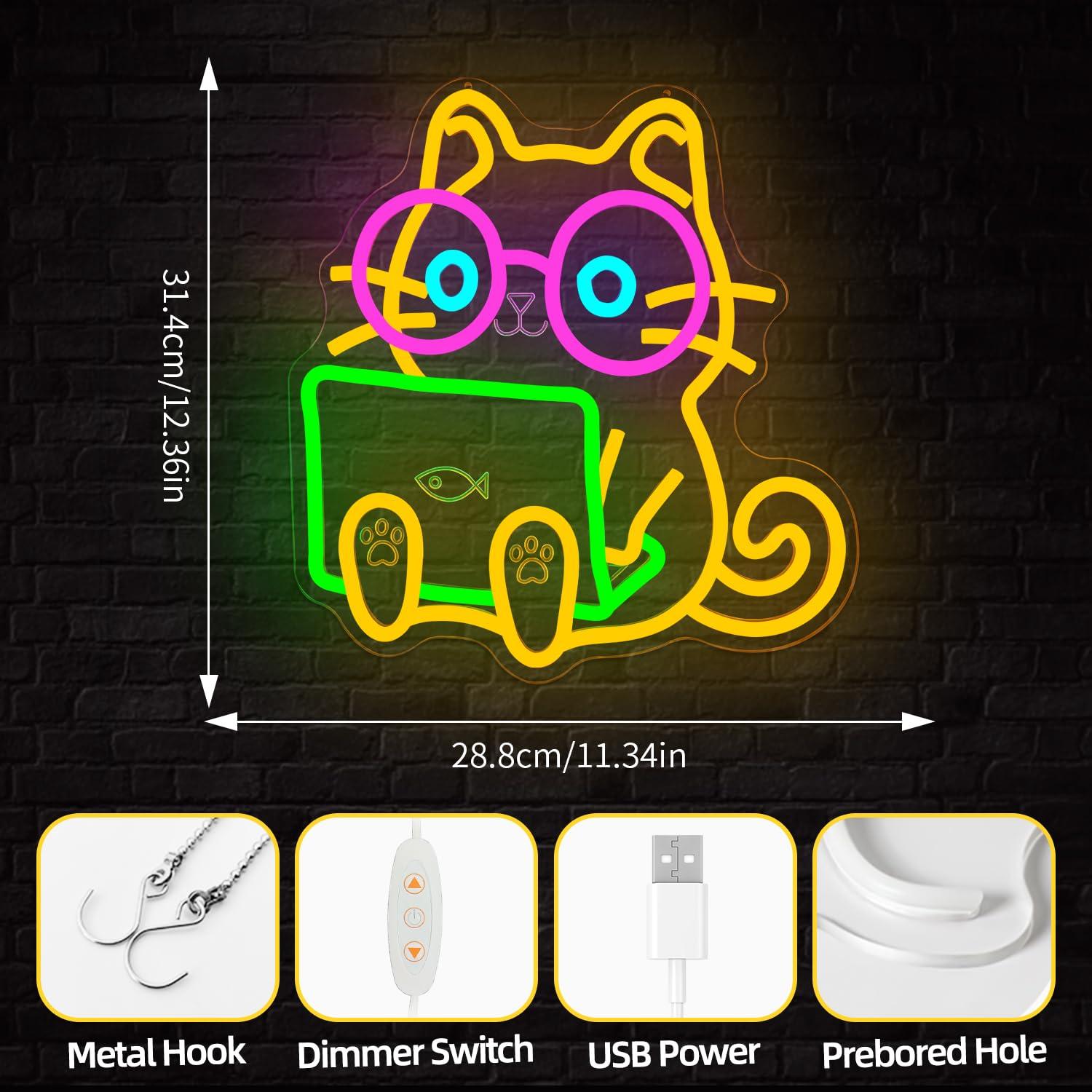 Letreiro Neon de Gato para Lap - Tech Office Wall avaliação e preço